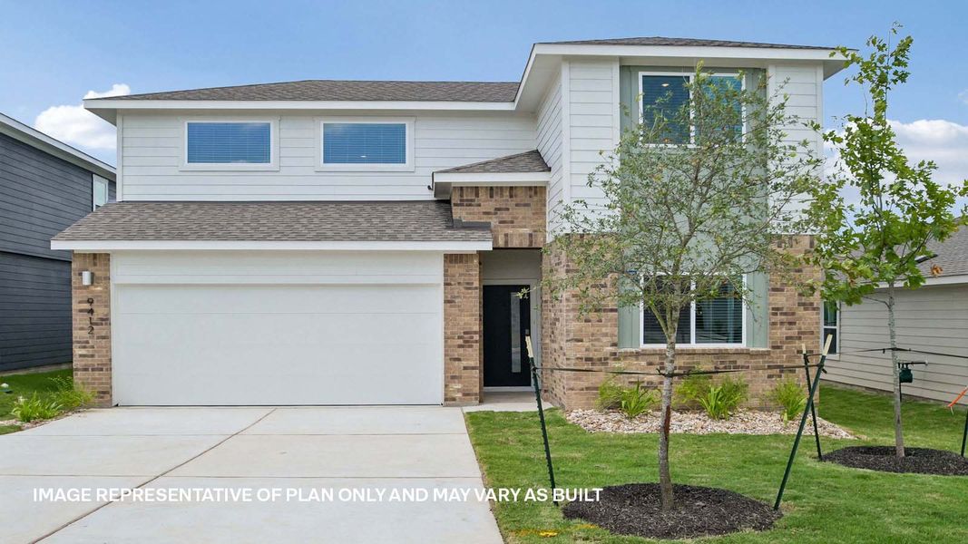 Representative exterior photo of a completed home built from the The Mitchell by D.R. Horton in Trails at Wildhorse, Austin, TX (Image 2).