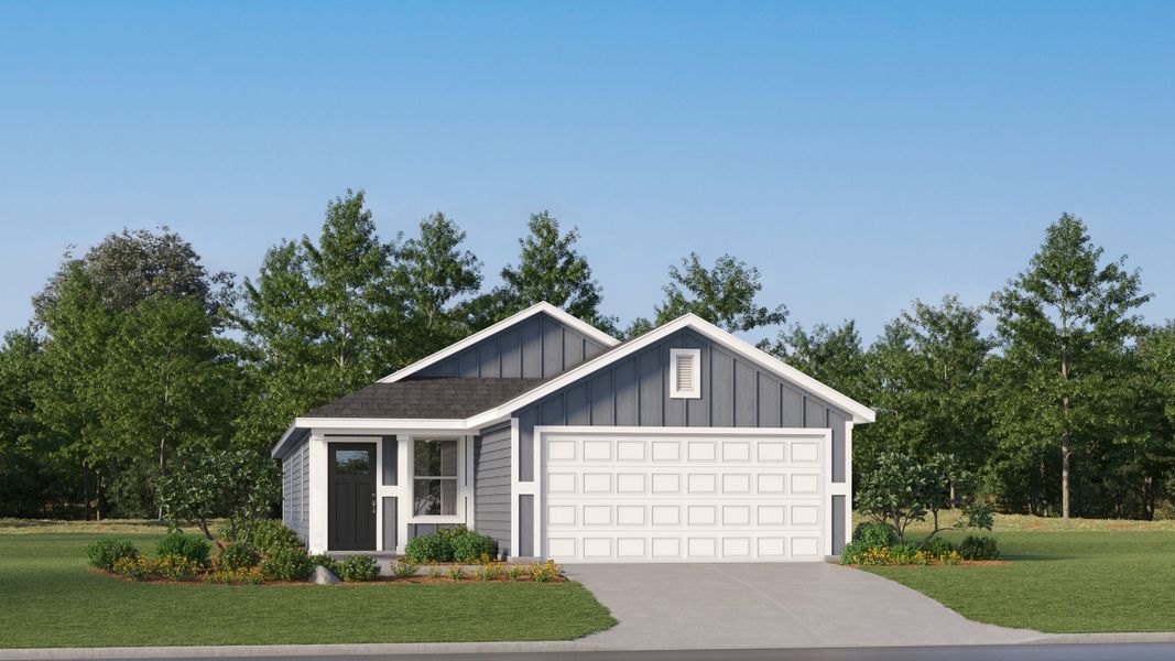 Front exterior of a new home in Kingston Oaks, Conway, SC, highlighting curb appeal (Image 1). Front exterior of a new home in Kingston Oaks, Conway, SC, highlighting curb appeal (Image 1).