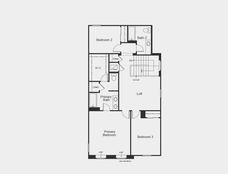 2D floor plan layout for the Plan 1852 by KB Home in The Shores I, St. Cloud, FL (Image 4).