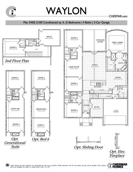 2D floor plan layout for the Waylon by Chesmar Homes in Village at Three Oaks, Seguin, TX (Image 3). 2D floor plan layout for the Waylon by Chesmar Homes in Village at Three Oaks, Seguin, TX (Image 3).