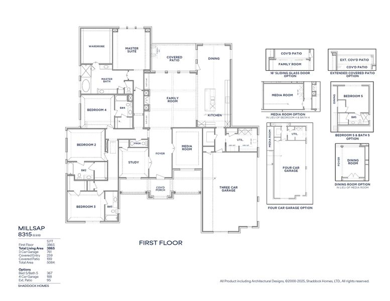 2D floor plan layout for the Millsap - SH 8315 by Shaddock Homes in Whitestone Estates, Parker, TX (Image 2). 2D floor plan layout for the Millsap - SH 8315 by Shaddock Homes in Whitestone Estates, Parker, TX (Image 2).