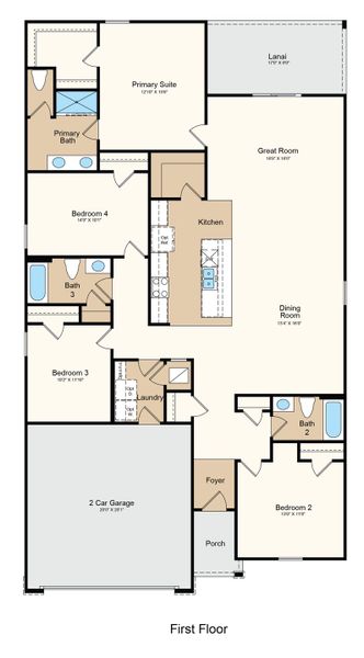 2D floor plan layout of this home in Coopers Meadow, Jacksonville, FL (Image 5). 2D floor plan layout of this home in Coopers Meadow, Jacksonville, FL (Image 5).