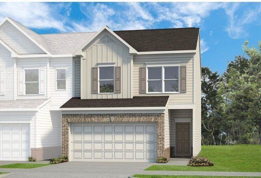 Front exterior of a new home in Sanders Park, Austell, GA, highlighting curb appeal (Image 1). Front exterior of a new home in Sanders Park, Austell, GA, highlighting curb appeal (Image 1).