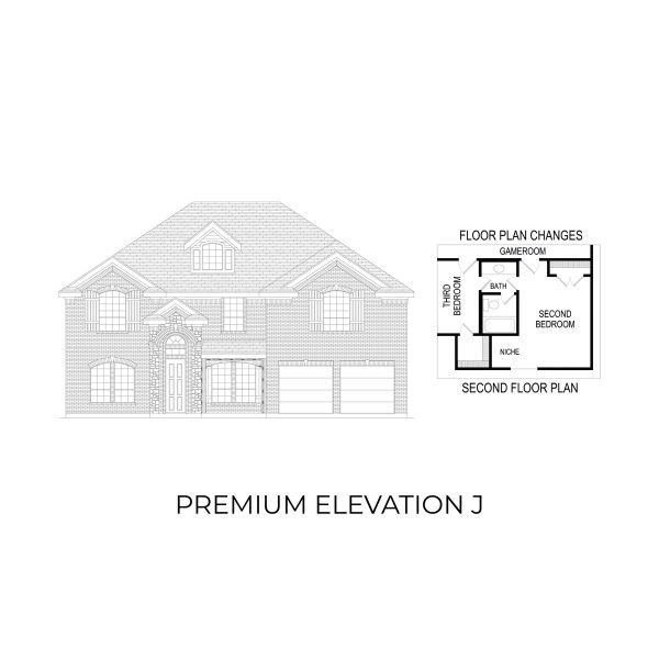 Representative rendering of the exterior for the Hillcrest 2F (w/Media) by First Texas Homes (Image 12).