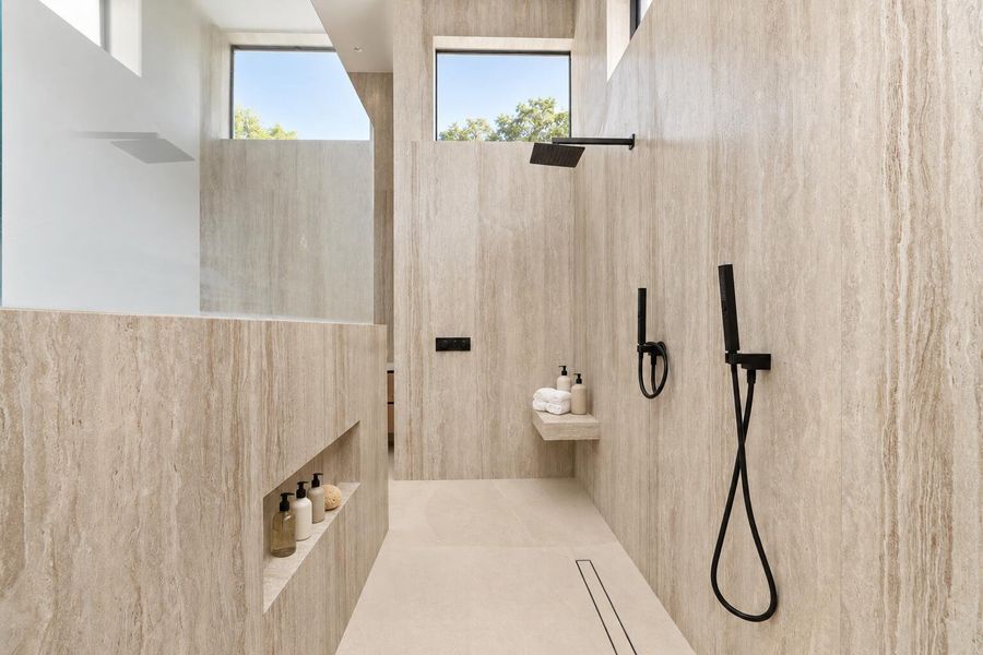 Luxury Spa Shower with Rolled Towels