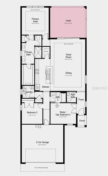 2D floor plan layout of this home in Esplanade at Coasterra, Palmetto, FL (Image 3).