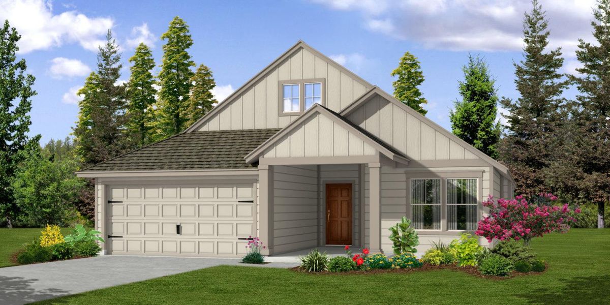View of front of house featuring a front lawn, board and batten siding, driveway, roof with shingles, and a garage View of front of house featuring a front lawn, board and batten siding, driveway, roof with shingles, and a garage