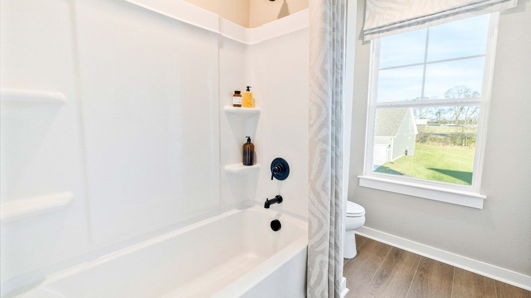 Separate shower space and window