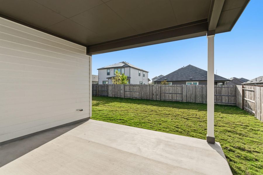 Exterior details and patio area of a home in Buffalo Crossing, Cibolo (Image 24).