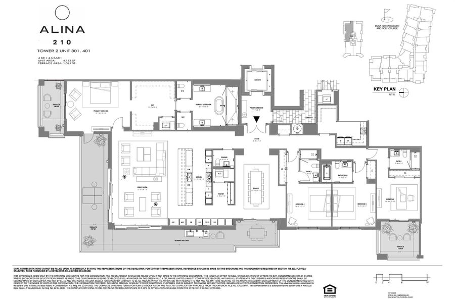 2D floor plan layout of this home in Alina Residences, Boca Raton, FL (Image 6).