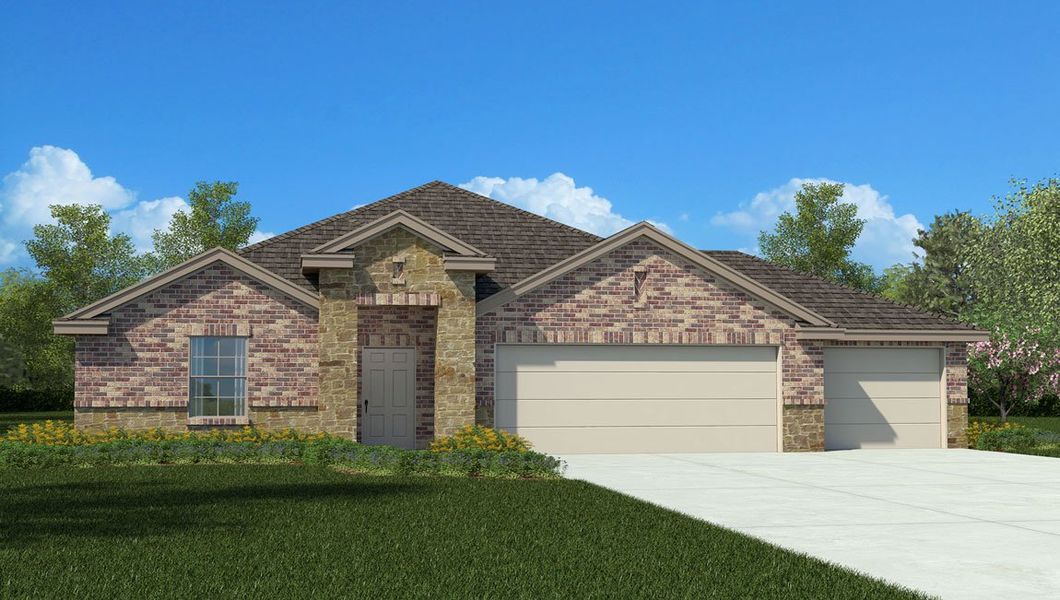 Representative exterior photo of a completed home built from the Everett by D.R. Horton in Village at Nolan Heights, Harker Heights, TX (Image 2).