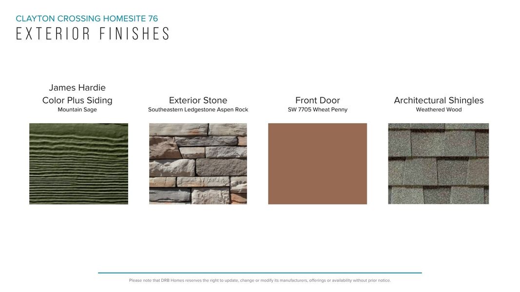 Sample of building materials used in homes in Clayton Crossing, Arden (Image 30).