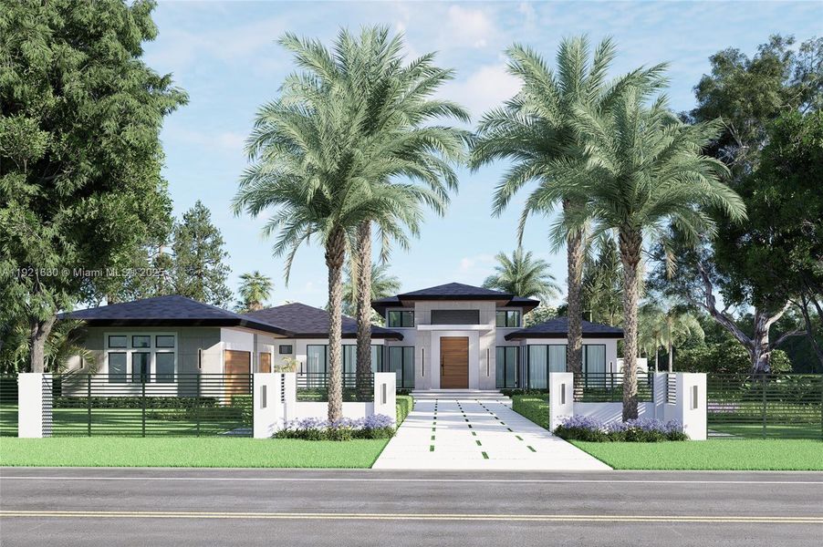 Front exterior of a new home in , Pinecrest, FL, highlighting curb appeal (Image 13).