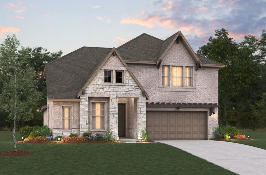 Representative exterior photo of a completed home built from the Summerfield by Beazer Homes in Goodland: Overlook 60', Midlothian, TX (Image 16). Representative exterior photo of a completed home built from the Summerfield by Beazer Homes in Goodland: Overlook 60', Midlothian, TX (Image 16).