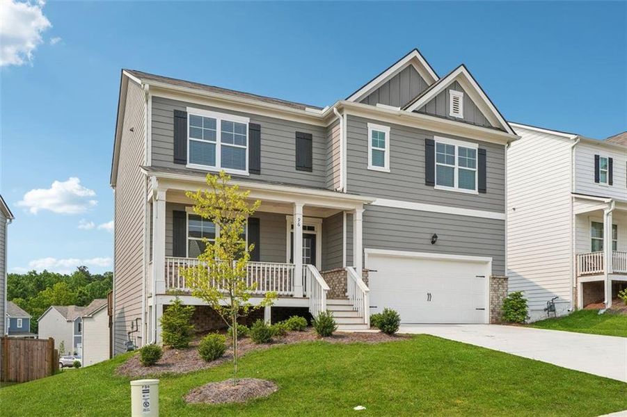 Front exterior of a new home in , Dallas, GA, highlighting curb appeal (Image 18).