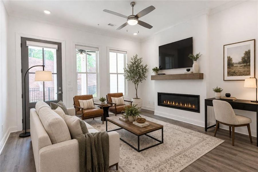 Furnished interior view inside a new home in , Peachtree Corners (Image 15). Furnished interior view inside a new home in , Peachtree Corners (Image 15).