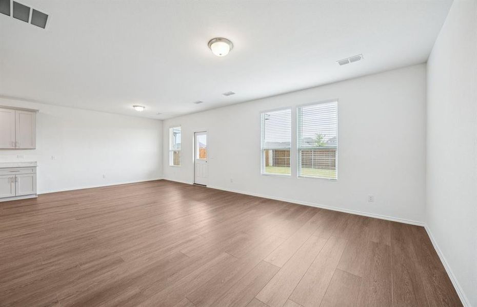 Spacious gathering room with large windows