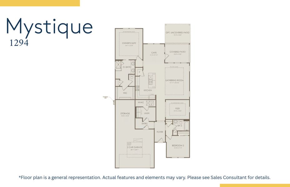2D floor plan layout of this home in The Haven at Riverlights, Wilmington, NC (Image 3).