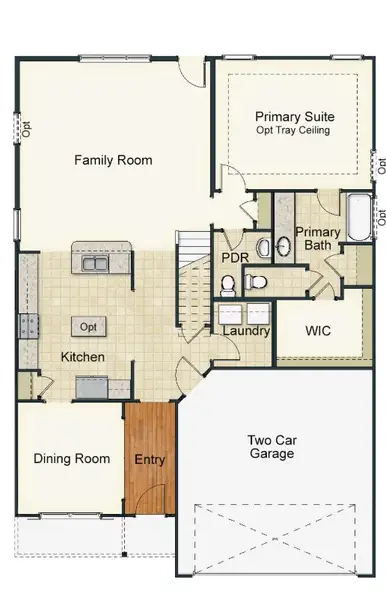 2D floor plan layout for the Jamestown by Keystone Homes NC in Sullivans Reserve, Walkertown, NC (Image 5).