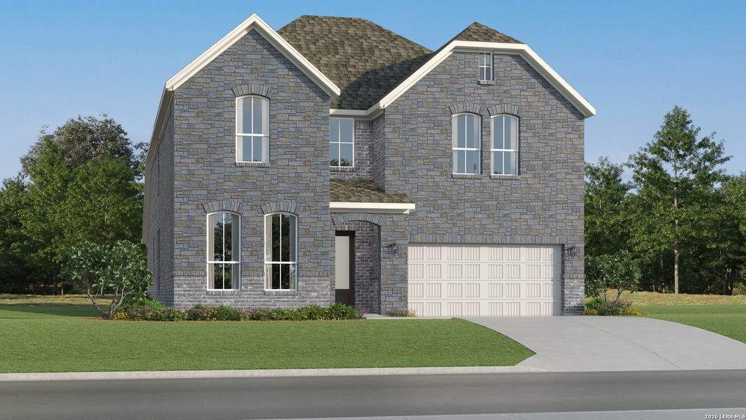 Front exterior of a new home in Brookmill, San Antonio, TX, highlighting curb appeal (Image 1). Front exterior of a new home in Brookmill, San Antonio, TX, highlighting curb appeal (Image 1).