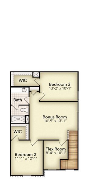 2D floor plan layout for the Charleston by Parkside Builders in Oxford Station, Gallatin, TN (Image 4).