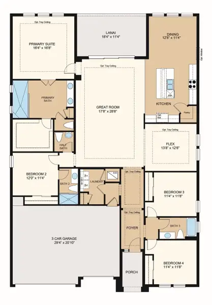 2D floor plan layout of this home in Headwaters at Lofton Creek, Yulee, FL (Image 2). 2D floor plan layout of this home in Headwaters at Lofton Creek, Yulee, FL (Image 2).