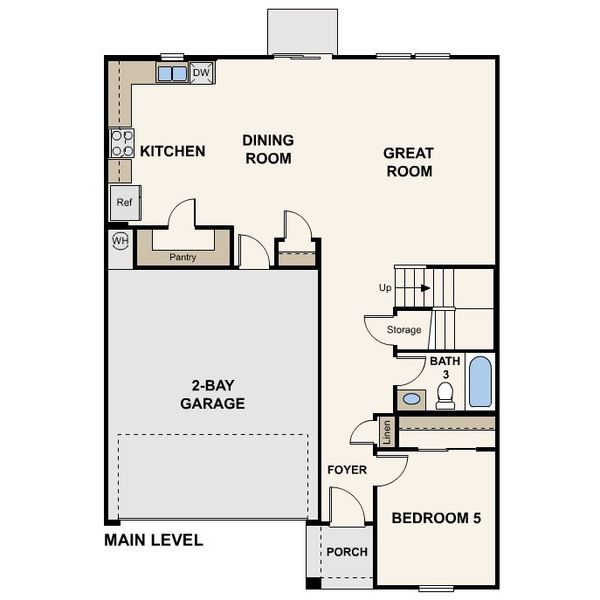 2D floor plan layout for the Highland by Century Complete in Western Crossings, Florence, AZ (Image 3).