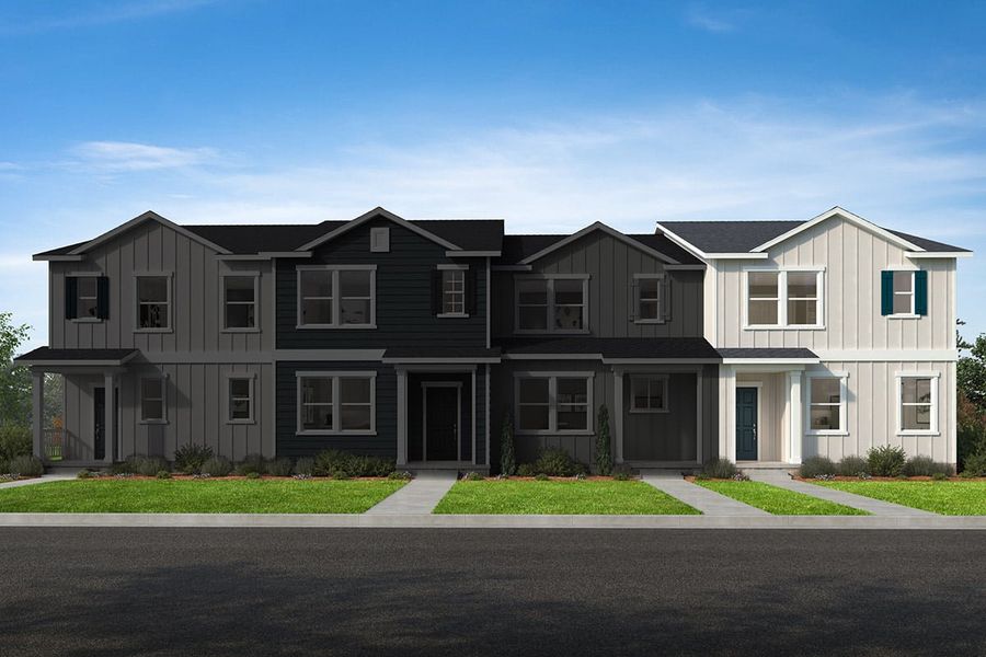 Representative exterior photo of a completed home built from the 1576 by KB Home in Gatsby Station Townhomes, Raleigh, NC (Image 6).