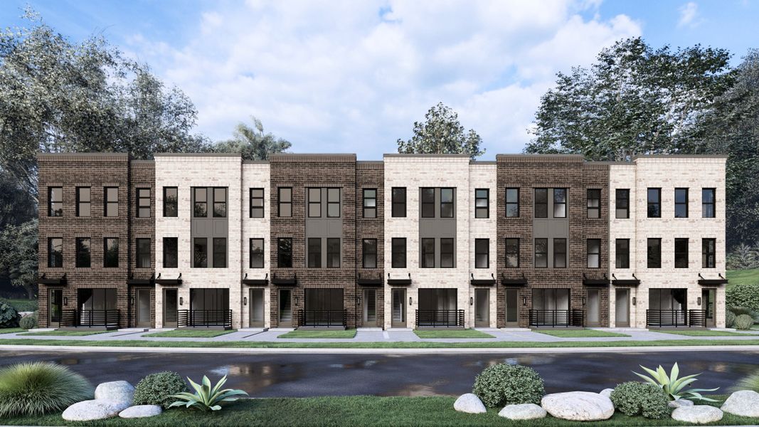 Front exterior of a new home in Echo Park, Suwanee, GA, highlighting curb appeal (Image 1).