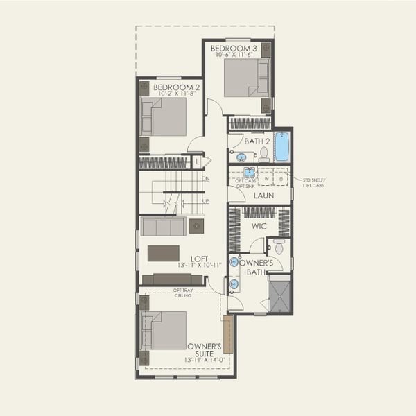 2D floor plan layout for the Hartnett by Pulte Homes in Sterling Ranch Apex Collection, Littleton, CO (Image 4).