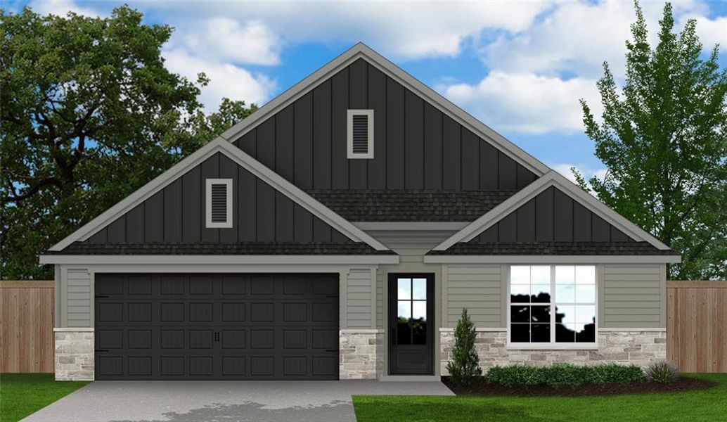 FRONT OF HOME and batten siding, driveway, an attached garage, and roof with shingles FRONT OF HOME and batten siding, driveway, an attached garage, and roof with shingles