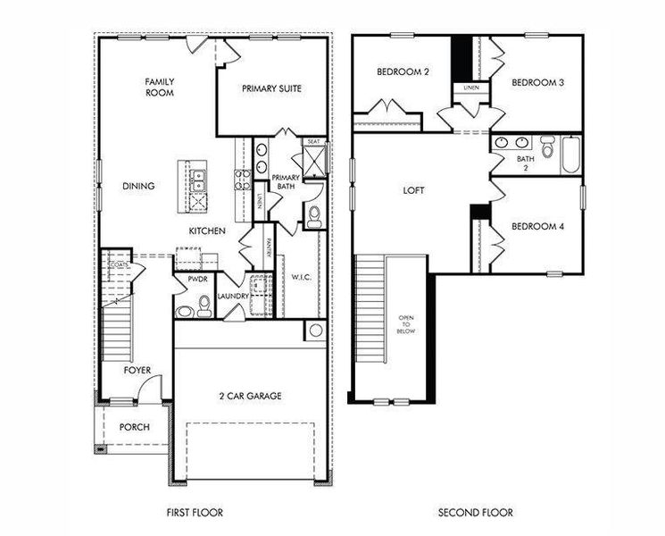 2D floor plan layout of this home in Pine Lake Cove - Traditional Series, Montgomery, TX (Image 4).