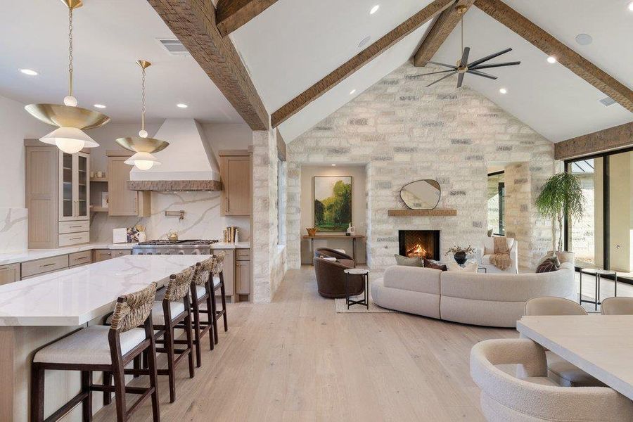 Open-concept living with effortless flow between living, dinning, and kitchen spaces. Open-concept living with effortless flow between living, dinning, and kitchen spaces.
