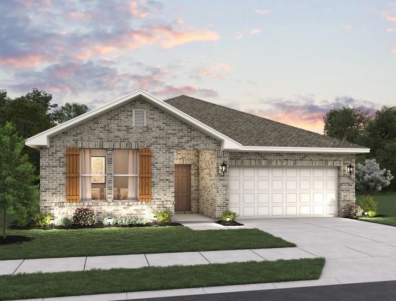 Representative exterior photo of a completed home built from the Leander by Ashton Woods in The Heights at Saddlebrook Ranch 60's, Schertz, TX (Image 16). Representative exterior photo of a completed home built from the Leander by Ashton Woods in The Heights at Saddlebrook Ranch 60's, Schertz, TX (Image 16).