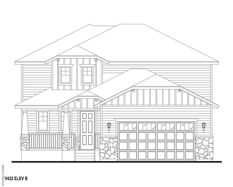 Plan V432 Elevation B w/ Stone