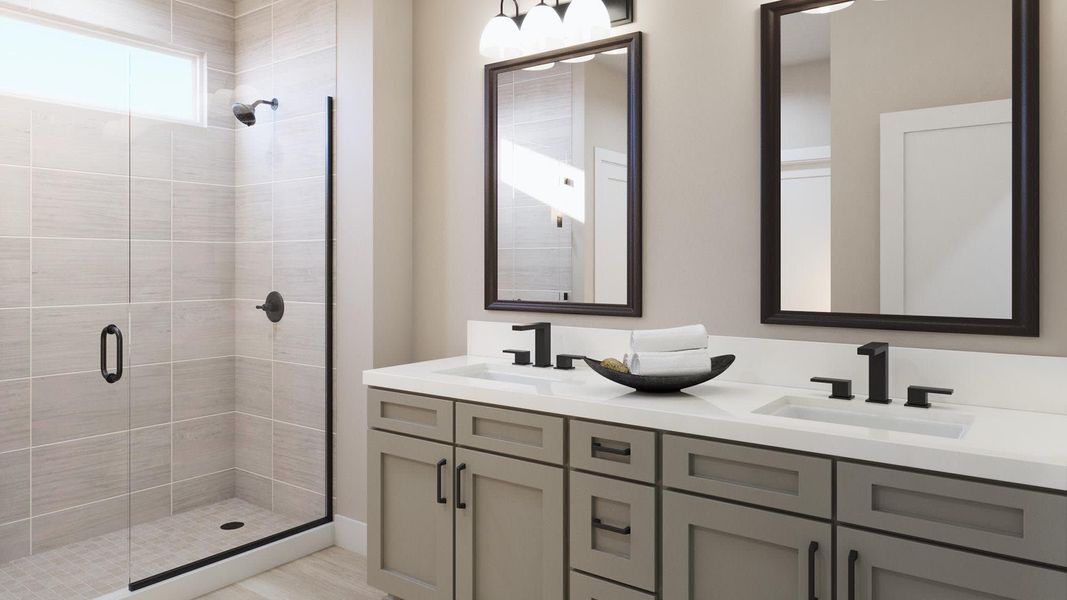 Primary Bath | Nicolas | Sage Collection – Freedom at Anthem in Kyle, TX by Landsea Homes