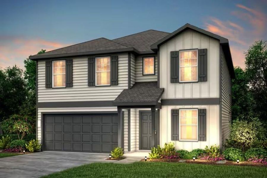 Front exterior of a new home in Stokesbury, Waller, TX, highlighting curb appeal (Image 1).