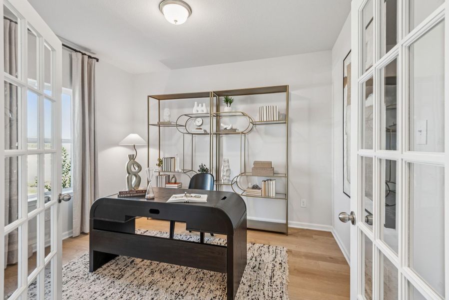 The Kettering II- Study with French Doors. Home under construction. Sample floor plan photo used for illustrative purposes only. Upgrades, selections options, windows and colors may vary. The Kettering II- Study with French Doors. Home under construction. Sample floor plan photo used for illustrative purposes only. Upgrades, selections options, windows and colors may vary.