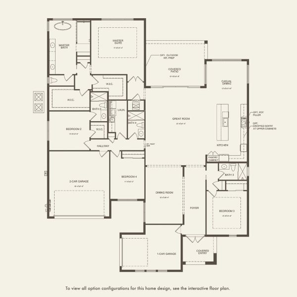 2D floor plan layout for the Antigua by DiVosta in Orchid Isles, Palm Beach Gardens, FL (Image 3).