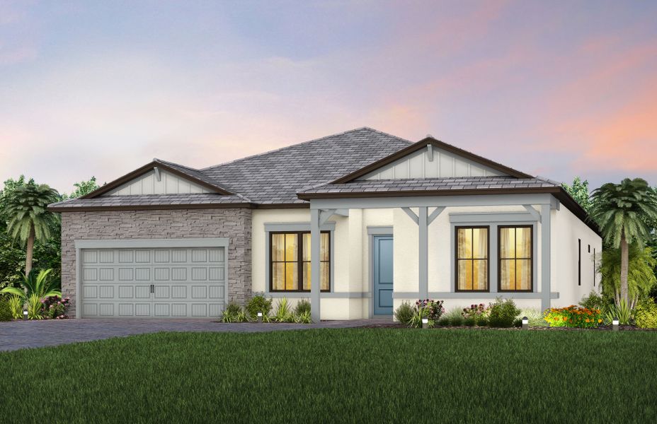 Representative exterior photo of a completed home built from the Easley by Pulte Homes in Sapphire Point at Lakewood Ranch, Lakewood Ranch, FL (Image 4).