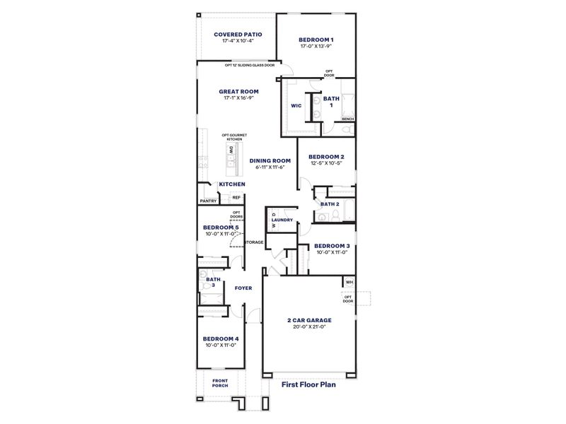 2D floor plan layout for the Hayden by D.R. Horton in The Ridge at Stone Butte, Phoenix, AZ (Image 5).