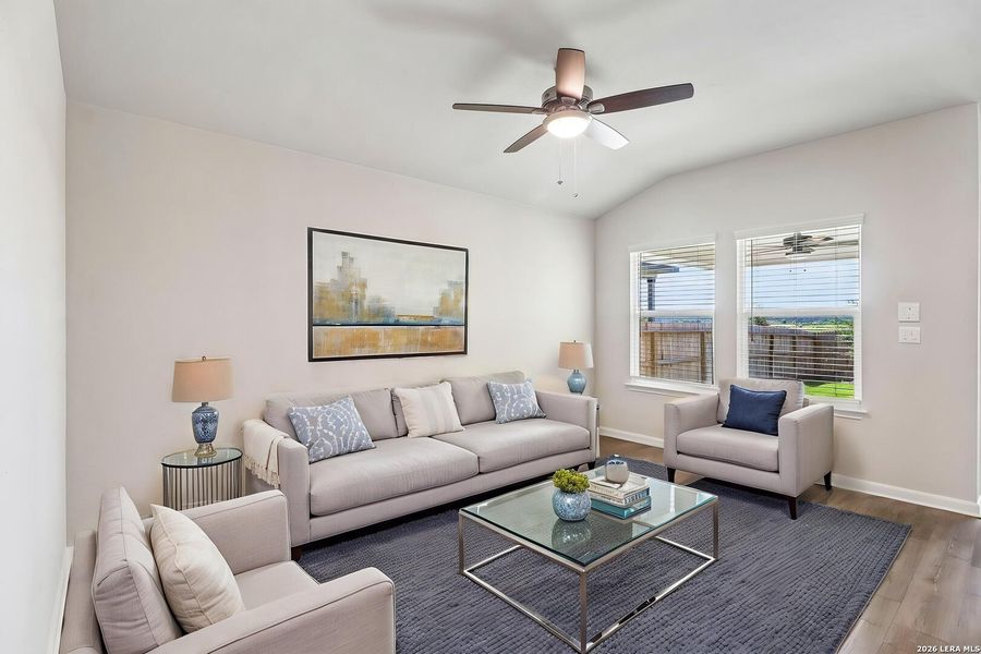Furnished interior view inside a new home in Estancia Ranch - Premier Series, San Antonio (Image 12). Furnished interior view inside a new home in Estancia Ranch - Premier Series, San Antonio (Image 12).