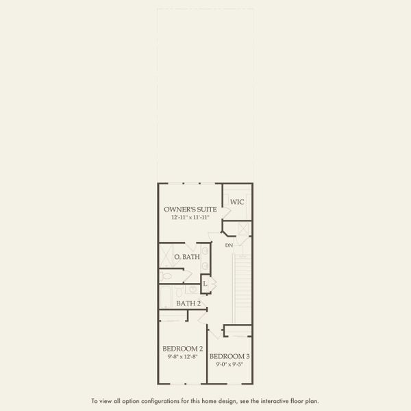 2D floor plan layout for the Foxtail - Interior Unit by Pulte Homes in Silverleaf Oaks, Winter Garden, FL (Image 3).