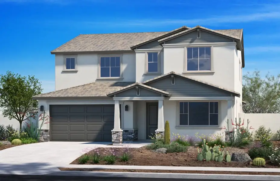 Representative exterior photo of a completed home built from the 3475 by Homes by Towne in Stonefield, Surprise, AZ (Image 5). Representative exterior photo of a completed home built from the 3475 by Homes by Towne in Stonefield, Surprise, AZ (Image 5).