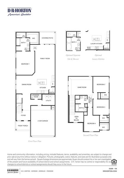 2D floor plan layout for the Rachael by D.R. Horton in Caldwell Crossing, Iowa Colony, TX (Image 3).