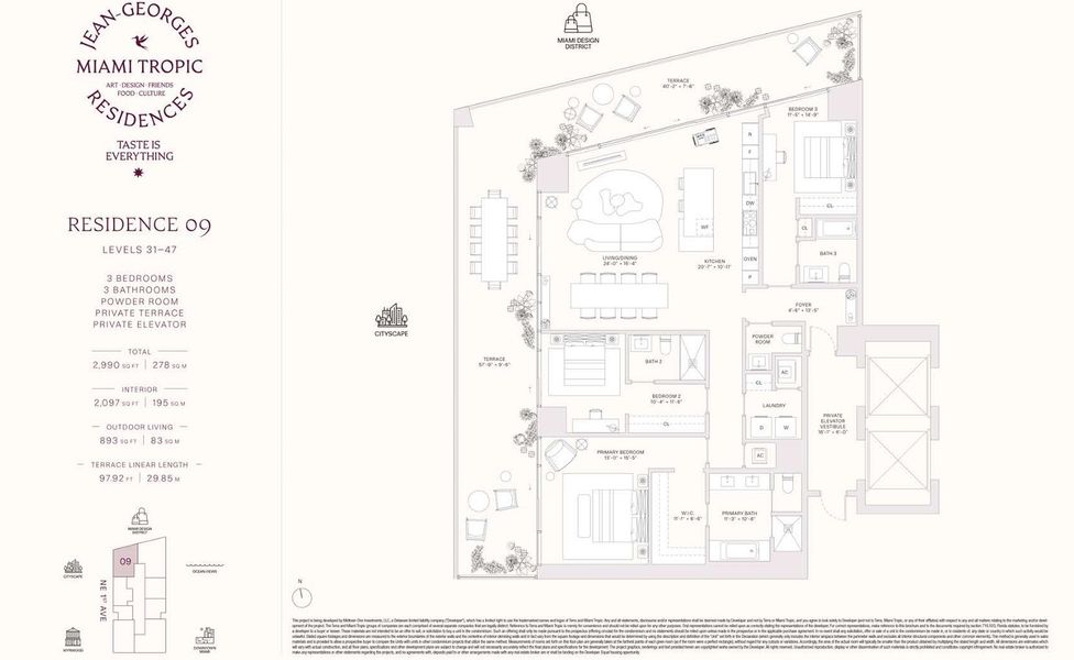 2D floor plan layout for the Residences 09 - Levels 31-47 by Terra Group in Miami Tropic, Miami, FL (Image 1). 2D floor plan layout for the Residences 09 - Levels 31-47 by Terra Group in Miami Tropic, Miami, FL (Image 1).