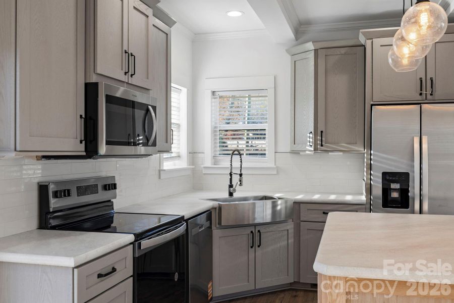 Corner stainless sink perfect for plants!