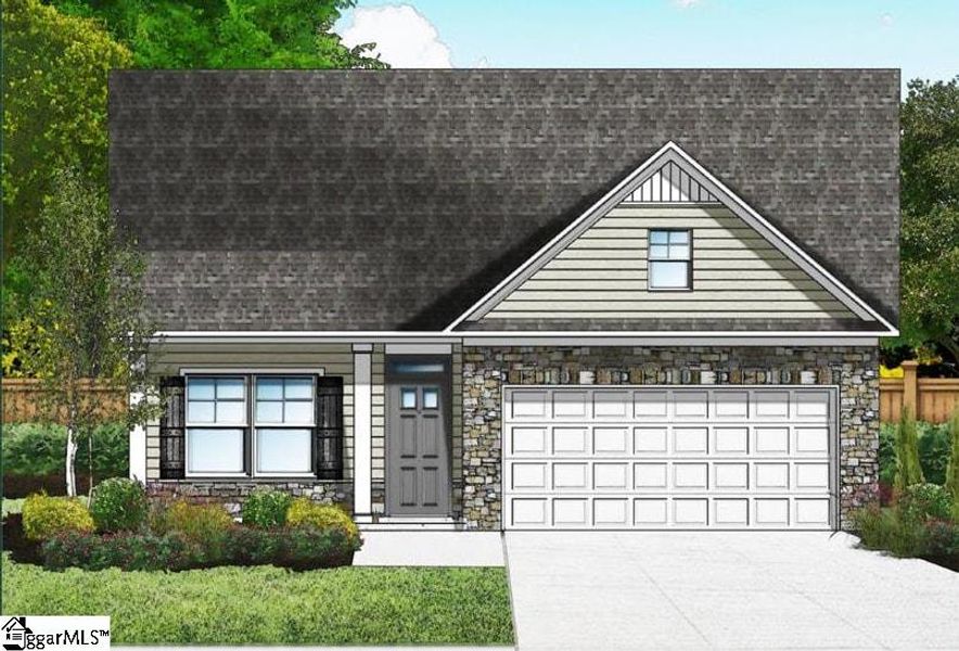 Exterior rendering of this home design in Shiloh Trail, Wellford, SC (Image 3).