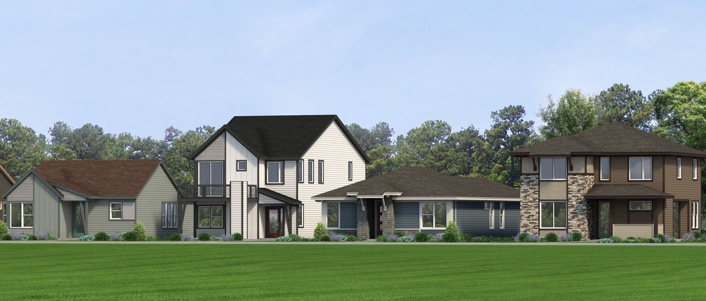 Representative exterior photo of a completed home built from the Castlewood by Landsea Homes in Parkway at Prairie Center Village, Brighton, CO (Image 11).