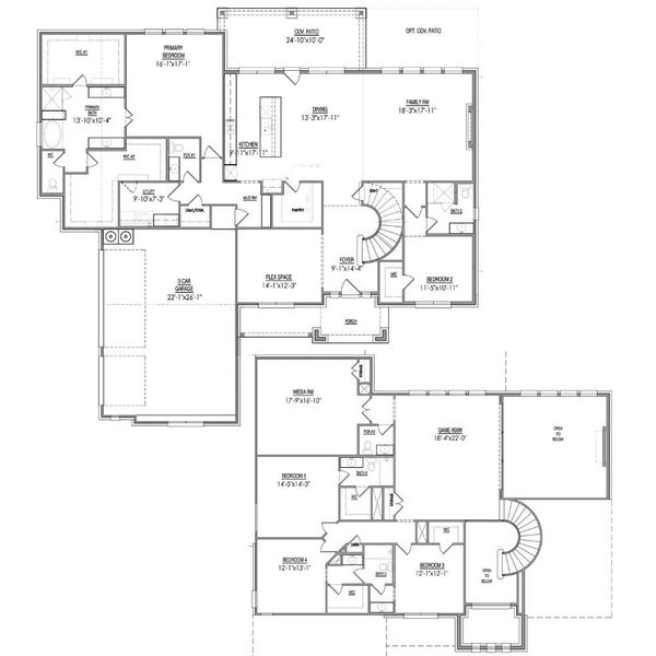 2D floor plan layout for the The Carmelita by Lillian Custom Homes in Coppenger Place, Godley, TX (Image 5).